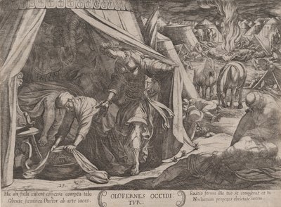 Levy 23: Judith ja Holofernes, Vanhan testamentin taisteluista, noin..., n. 1590-n. 1610. tekijältä Antonio Tempesta