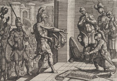 Levy 26: Cerialis armahtaa ja helpottaa roomalaisia sotilaita, jotka olivat auttaneet Civilisiä, The Wa..., 1611. tekijältä Antonio Tempesta