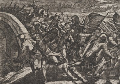 Levy 27: Hollantilaiset Moselin roomalaisen leirin yllätyshyökkäyksen aikana, The Wa..., 1611. tekijältä Antonio Tempesta