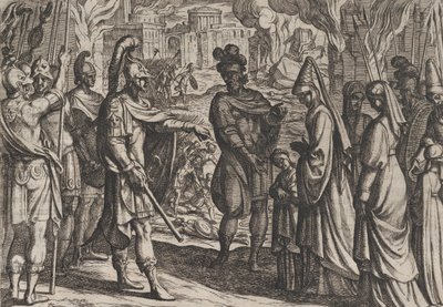 Levy 28: Kölnin joukot tuovat Civilisin vaimon ja sisaren Cerialisiin, The War of the R..., 1611. tekijältä Antonio Tempesta