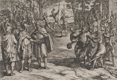 Levy 2: Roomalaiset ottivat vanhoja hollantilaisia miehiä panttivangeiksi ja viettelevät nuoria, sodasta..., 1611. tekijältä Antonio Tempesta