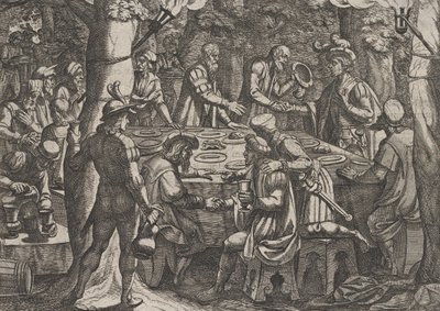 Levy 4: Civilis kertoo Hollannin vanhimmille, että roomalaiset kohtelevat heitä kuin orjia..., 1611. tekijältä Antonio Tempesta