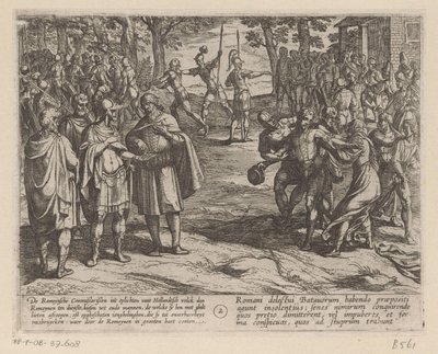 Roomalaiset ostavat nuoret hollantilaiset miehet hollantilaisilta vanhuksilta Batavian sodat roomalaisia ​​vastaan ​​(sarjan nimi) Batavorum cum Romanis Bellum (sarjan nimi) tekijältä Antonio Tempesta