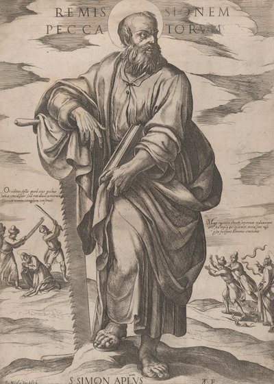 Pyhä Simon, kirjasta "Kristus, Maria ja apostolit", n. 1590-n. 1610. tekijältä Antonio Tempesta