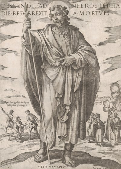St. Thomas, teoksesta "Kristus, Maria ja apostolit", 1500-luvun loppu. tekijältä Antonio Tempesta