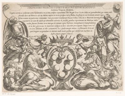 Otsikkopainatus, jossa Cosimo II de