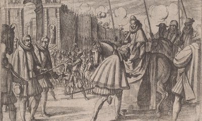 Itävallan Margaretan voittoisa saapuminen Milanoon, teoksesta Itävallan Margaretan elämä, s..., 1612. tekijältä Antonio Tempesta