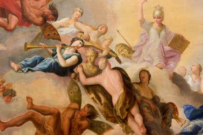 Minerva, jota ympäröivät taiteet ja tieteet, yksityiskohta The Banqueting Housesta tekijältä Antonio Verrio