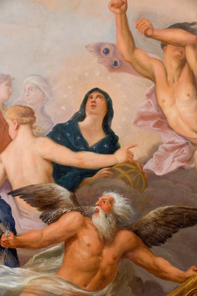 Minerva, jota ympäröivät taiteet ja tieteet, yksityiskohta The Banqueting Housesta tekijältä Antonio Verrio