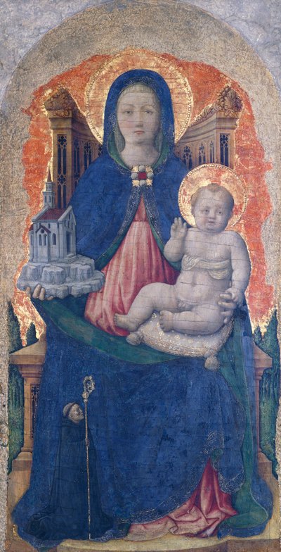 Madonna lapsen kanssa, yksityiskohta Praglian alttaritaulusta, Antonio Vivarini (1418-ennen 1484), 67x33 cm tekijältä Antonio Vivarini