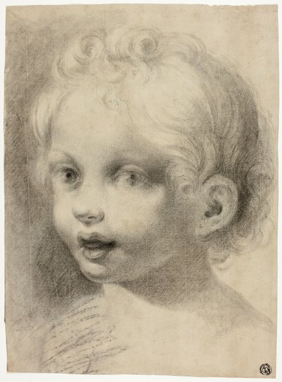 Lapsen pää (Recto) Alaston mieshahmo (Verso) tekijältä Antonio da Correggio