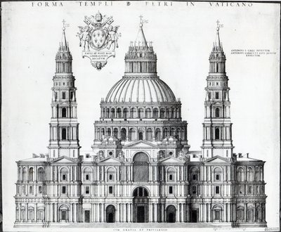 Suunnitelma Pyhän Pietarin kirkkoon, Roomaan, 1539 tekijältä Antonio da Sangallo