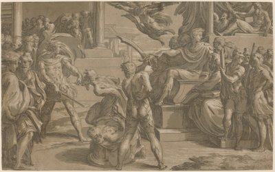 Pyhien Pietarin ja Paavalin marttyyrikuolema [recto] tekijältä Antonio da Trento after Parmigianino
