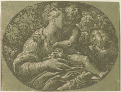 Neitsyt ruusun kanssa tekijältä Antonio da Trento after Parmigianino