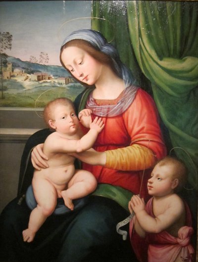 Madonna/neitsyt ja lapsi sekä Johannes Kastajan lapsi tekijältä Antonio del Ceraiolo