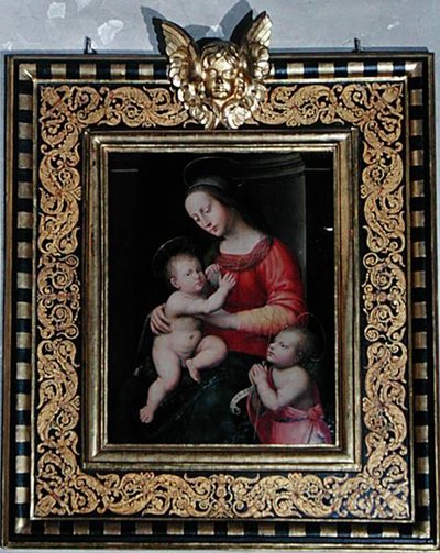 Madonna ja lapsi Pyhän Johannes Kastajan kanssa (öljy paneelissa) tekijältä Antonio del Ceraiolo