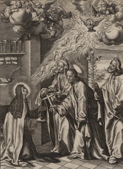 Pyhän Teresan visio, 1570-1604. tekijältä Antonius Wierix