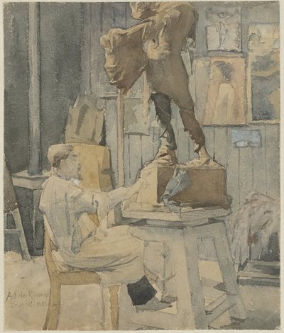 Jan Toorop kuvanveistäjän ateljeessa tekijältä Antoon Derkinderen
