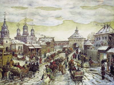 Moskovan Bely Gorodin Myasnitskaya-porteilla XVII-luvulla, 1926 tekijältä Apollinari Mikhailovich Vasnetsov