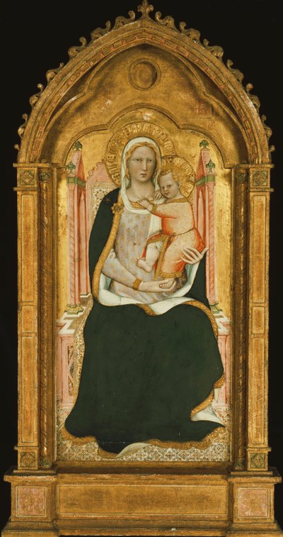 Madonna ja lapsi valtaistuimelle, tekijältä Aretino Luca Spinello or Spinelli