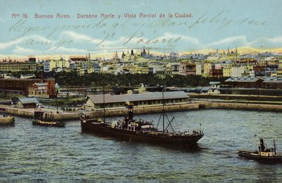 Pohjoislaituri ja osittainen näkymä kaupunkiin, Buenos Aires, Argentiina (värillinen kuva) tekijältä Argentinian Photographer