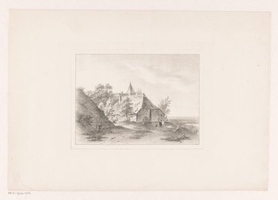 Kylän reuna, jossa nainen valkaisee pyykkiä tekijältä Arie Ketting de Koningh (attributed to)