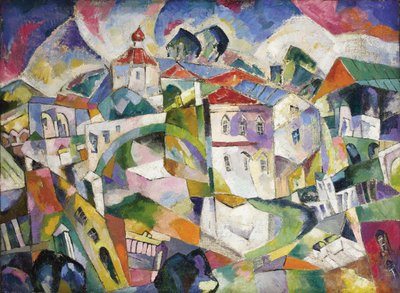 Kubistinen kaupunkikuva, 1910-luku tekijältä Aristarkh Vasilievic Lentulov