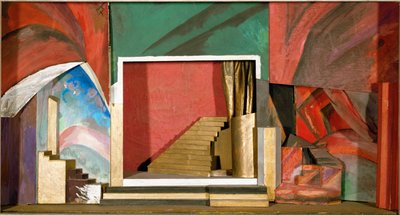 Rubinsteinin oopperan "Demoni" sisustusmaketti (puu, pahvi, tekstiili, guassi). tekijältä Aristarkh Vasilievic Lentulov