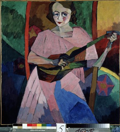 Nainen kitaralla (Lady with a Guitar). Aristarkh Vasilyevich Lentulov (Lentulov) (1882-1943) maalaus, öljy kankaalle tekijältä Aristarkh Vasilievic Lentulov