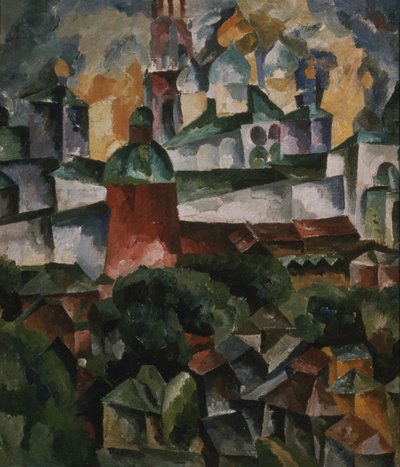 Maisema Trinity-Sergius-luosterin kanssa, 1920 tekijältä Aristarkh Vasilievic Lentulov