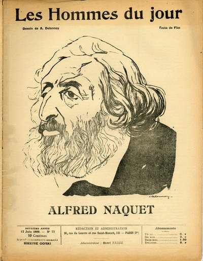 Kansi kappaleesta ""The Men of the Day"", satiirinen mustavalkoinen tekijältä Aristide Delannoy
