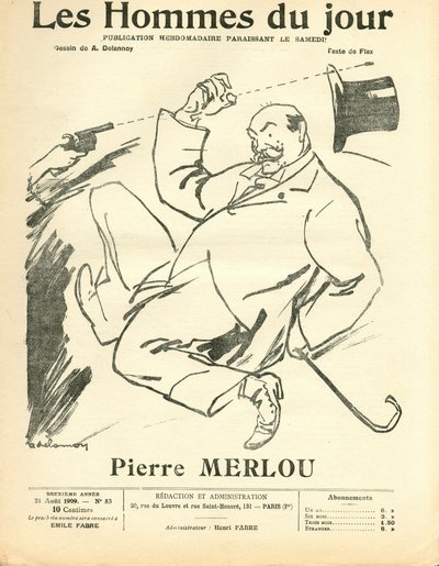 Kansi "" The Men of the Day "", Satiirinen mustavalko tekijältä Aristide Delannoy