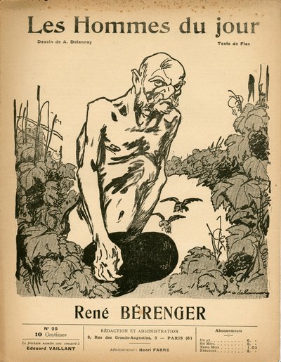 Kansi kappaleesta ""The Men of the Day"", satiirinen mustavalkoinen, ca. 1909: Sensuuri - Berenger Rene (1830-1915) - Kuvitus: Aristide Delannoy (1874-1911) tekijältä Aristide Delannoy
