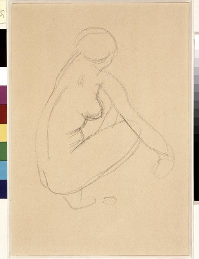 Alaston kyykky. Piirustus: Aristide Maillol (1861-1944). Lyijykynä paperille. Mitat: 32 x 23 cm. Musee Cantini, Marseille tekijältä Aristide Maillol