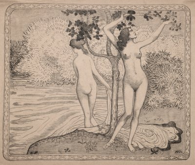 Kaksi uimaria puun alla veden ääressä tekijältä Aristide Maillol