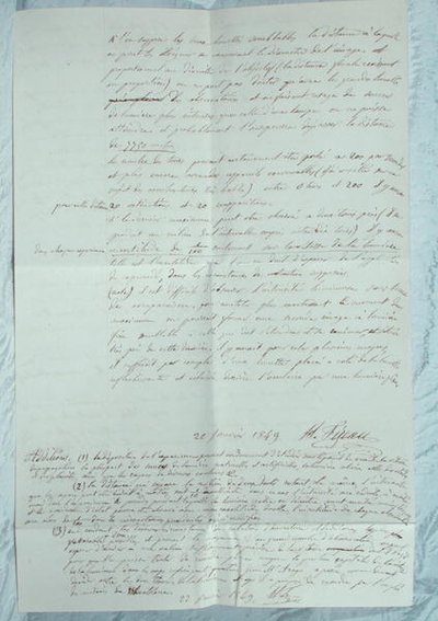 Kirje, joka kuvaa Fizeaun kokeita valon nopeuden määrittämiseksi tekijältä Armand Hippolyte Louis Fizeau