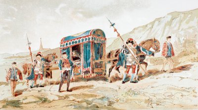 1500-luvun aatelismiesten hevosvetoinen pentue tekijältä Armand Jean Heins