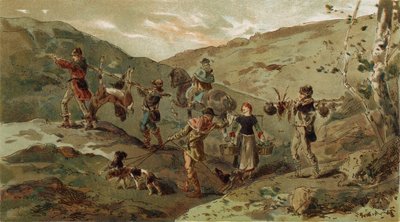 Metsästysseura ja kantajat, 1200-luku tekijältä Armand Jean Heins