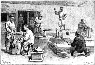 Paperitehdas, Kiina, 1895. tekijältä Armand Kohl