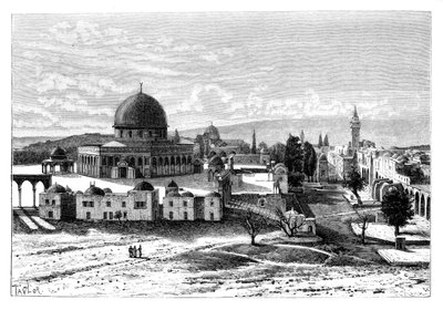Omarin moskeija, Jerusalem, Israel, 1895. tekijältä Armand Kohl
