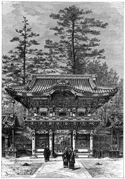 Portico of the Temple of the Four Dragons Nikko Toshogu, Nikko, Japani, 1895. tekijältä Armand Kohl