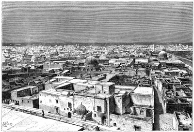 Näkymä Kairwanista, Tunisiasta, vuodelta 1890 tekijältä Armand Kohl
