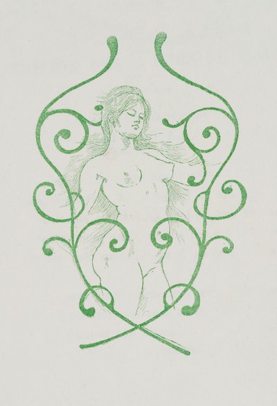 Hollanti: Charles Baudelairen "Les Fleurs du Mal" -teoksen päätösvinjetti. tekijältä Armand Rassenfosse