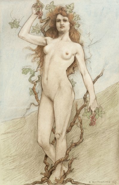 Nainen nude rypäleillä tekijältä Armand Rassenfosse