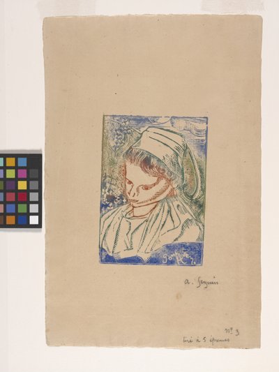 Bretonne De Pont-Aven (Breton Woman From Pont-Aven) (puupalikkaprintti nukkevärillä) tekijältä Armand Séguin