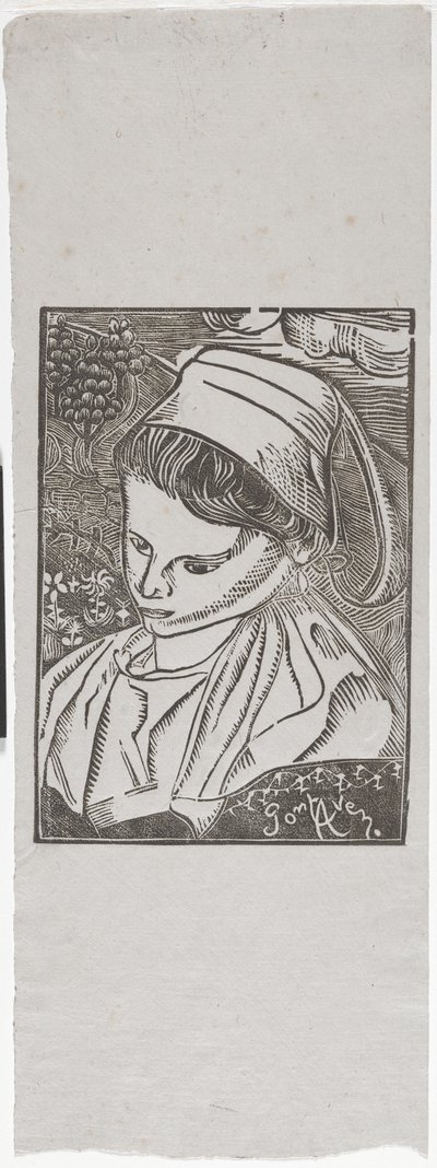 Bretonne de Pont-Aven (Bretonnainen Pont-Avenista) n. 1896 (puupainatus) tekijältä Armand Séguin