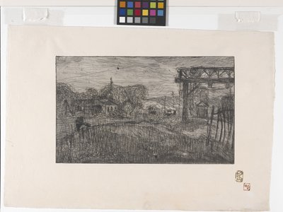 La Gare De Valmondois (Valmondoisin rautatieasema) (etsaus ja ruletti) tekijältä Armand Séguin