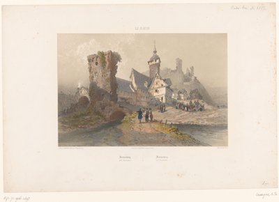 Näkymä Sonnenbergiin lähellä Wiesbadenia Sonnenberg près Wiesbaden (otsikko esineessä) Kasvot Reinin varrella (sarjan nimi) Le Rhin (sarjan nimi esineellä) tekijältä Armand Theophile Cassagne