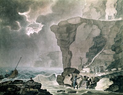 Salaliittolaisten maihinnousu Cadoudal-tapauksessa Bivillen kalliolla lähellä Dieppeä, 16. tammikuuta 1804 (wc paperilla) tekijältä Armand de Polignac