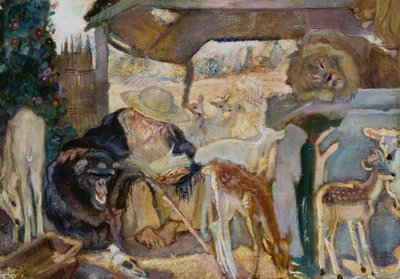 Pyhä Anthony eläinten joukossa, Armando Spadini (1883-1925), öljy levylle, 66x96 cm tekijältä Armando Spadini